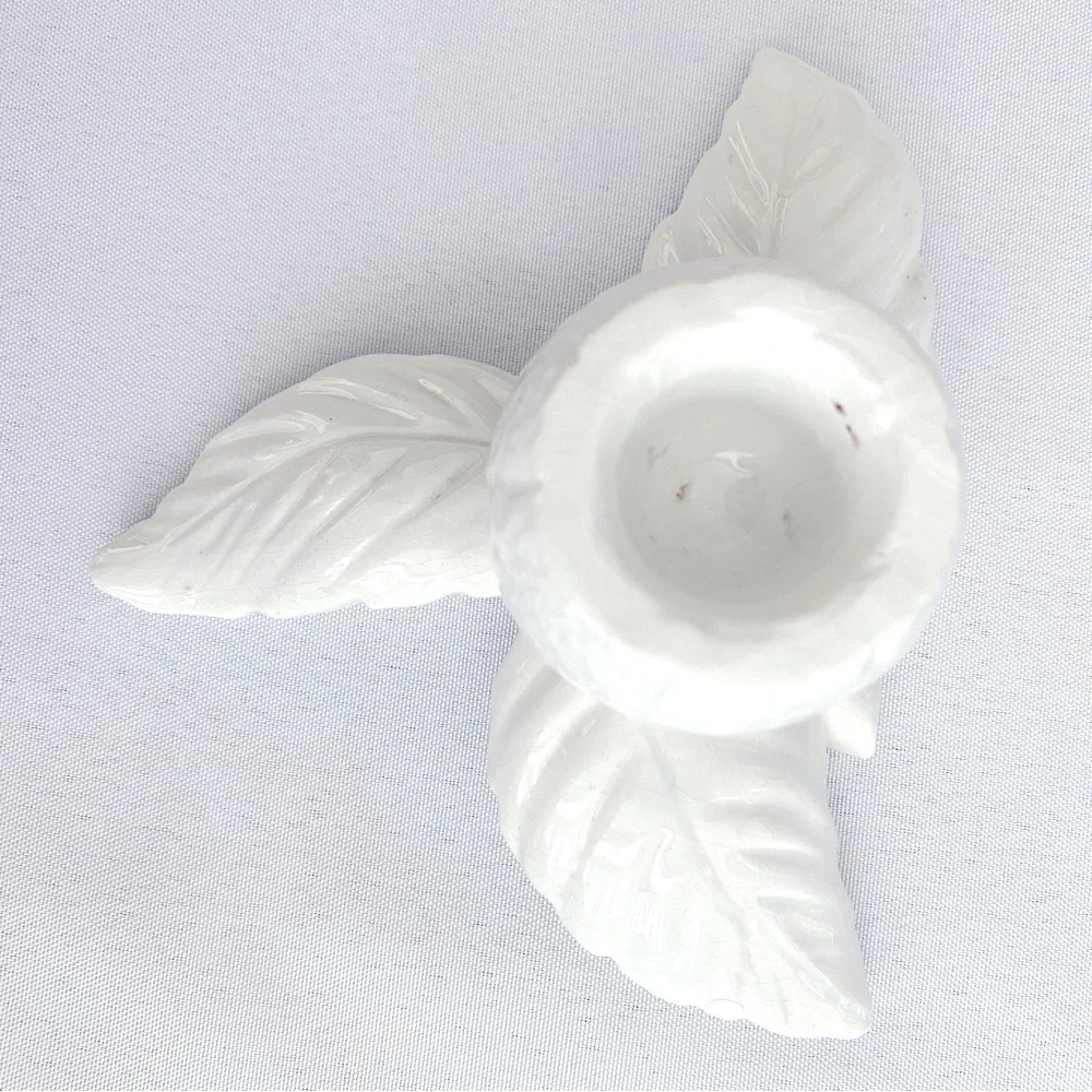 Porcelain Leaf Candle Holders Set Of Two Made In Italy White Home Decor Artsy